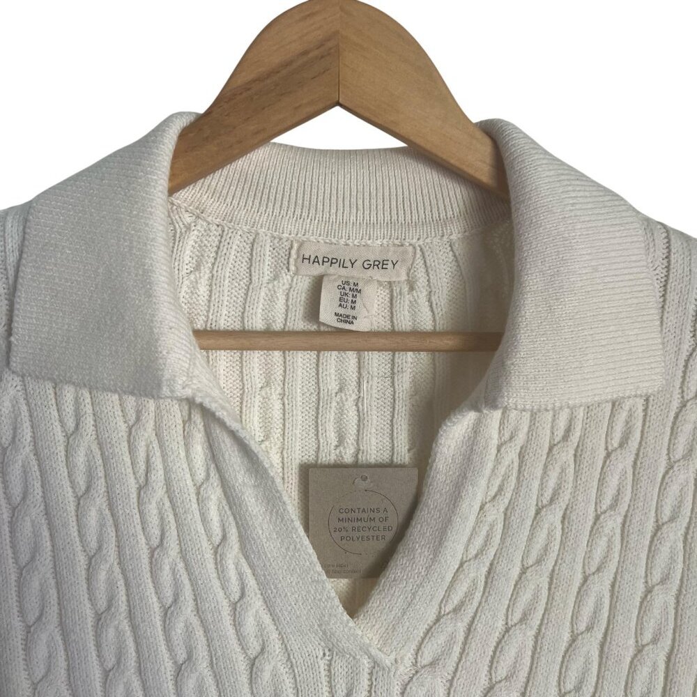 Happily Grey Womens Size M - Cropped Cable Knit Sleeveless Sweater Vest - Picture 3 of 6